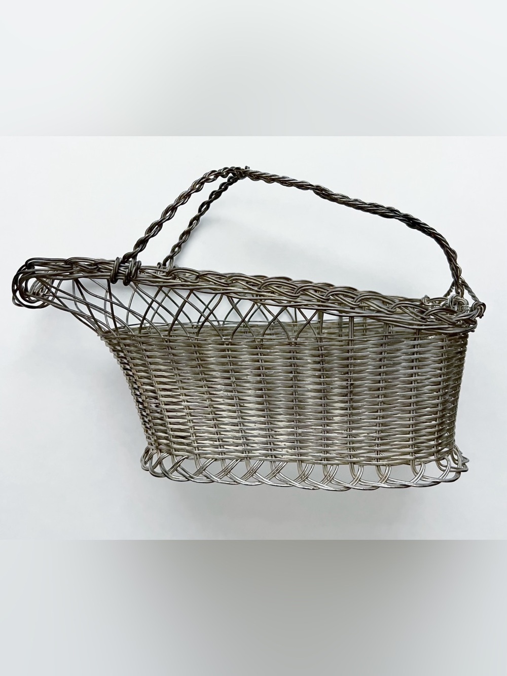 William Adams France Silver-Plated Wire Wine Basket Caddy Bottle Holder